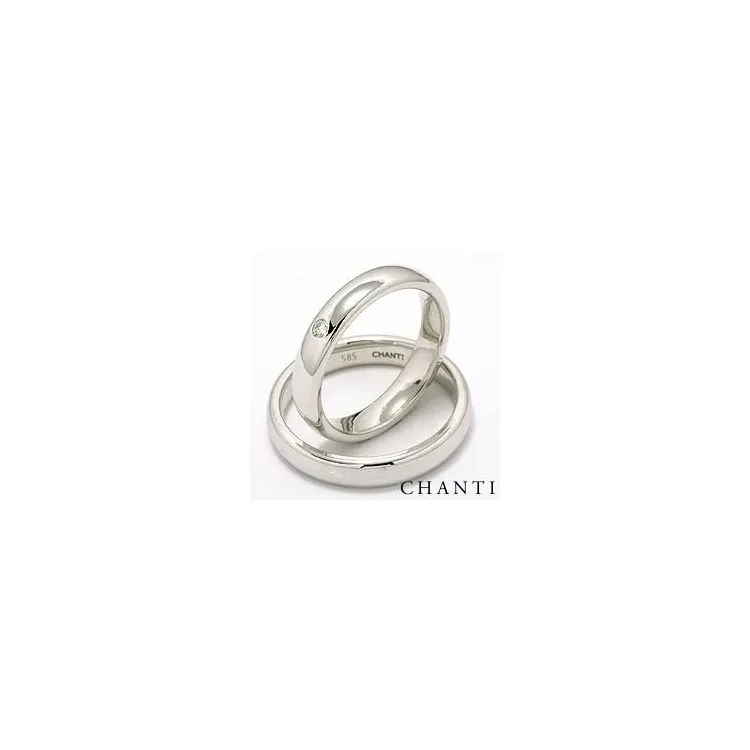 ovala diamant vigselsringar i 14  karat vitguld 1 x 0,05 ct - set