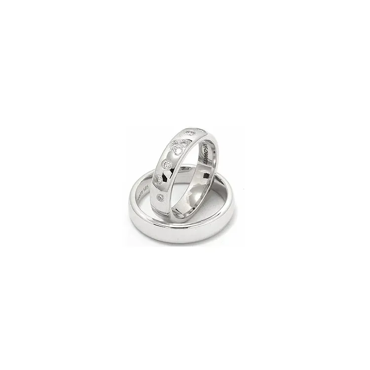 hjärta vigselsringar i 14  karat vitguld 0,225 ct - set