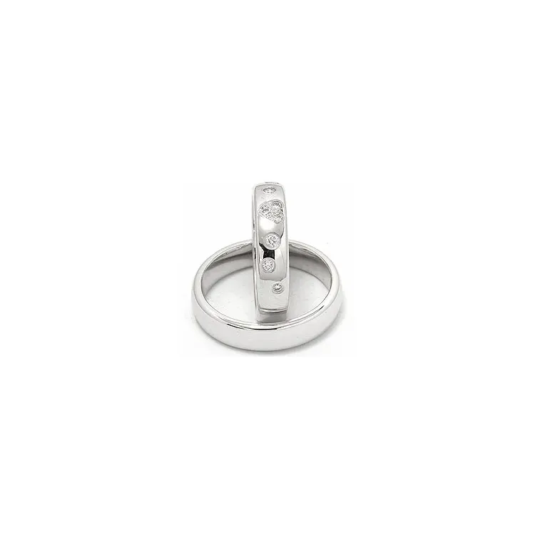 hjärta vigselsringar i 14  karat vitguld 0,225 ct - set