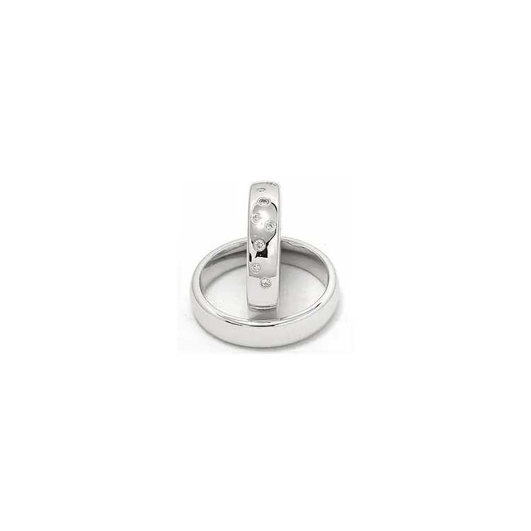 stjärnskimmer vigselsringar i 14  karat vitguld 0,126 ct - set