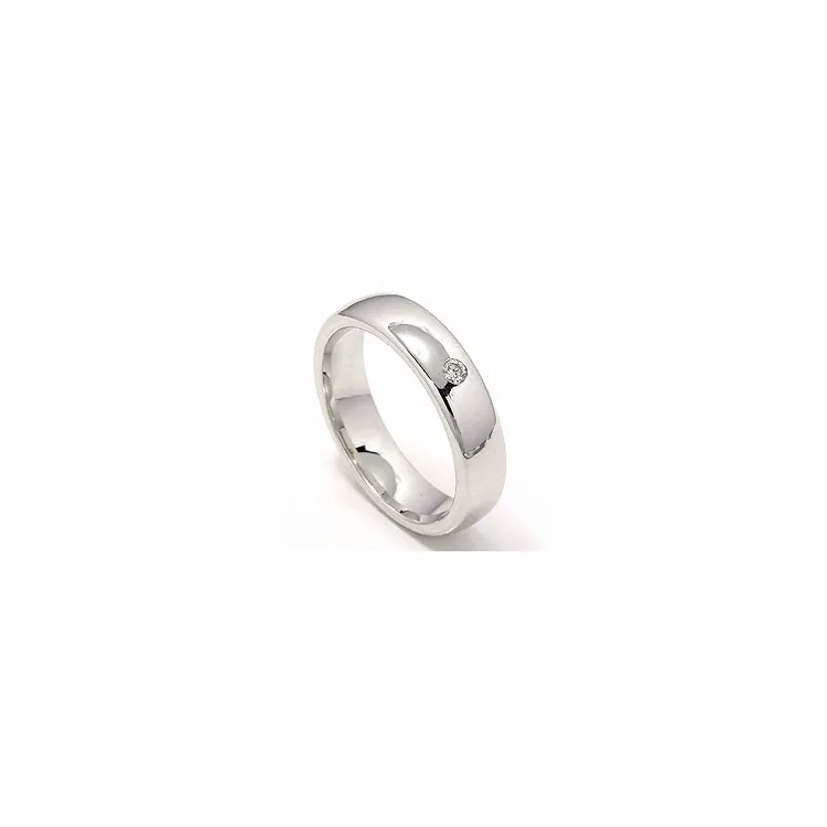 bred vigselsring i 14  karat vitguld 0,05 ct