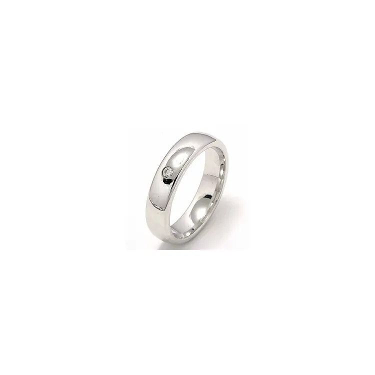 bred vigselsring i 14  karat vitguld 0,05 ct