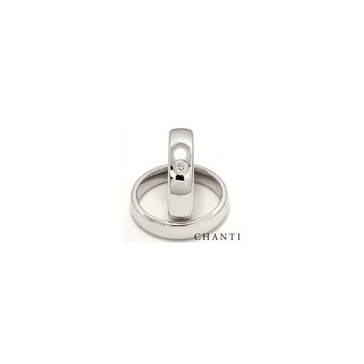 Bredd ovala briljant vigselsringar i 14  karat vitguld 0,10 ct - set