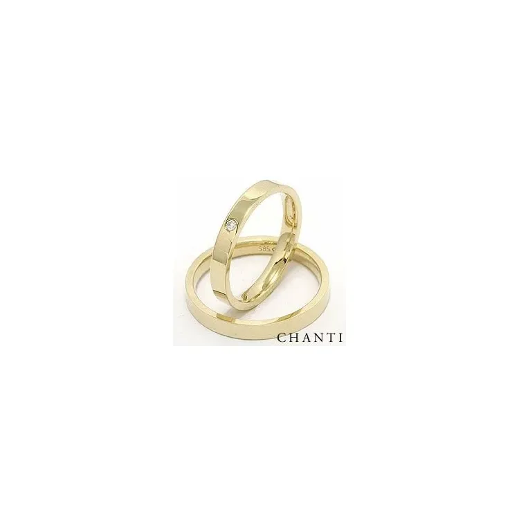 diamant vigselsringar i 14  karat guld 0,025 ct - set