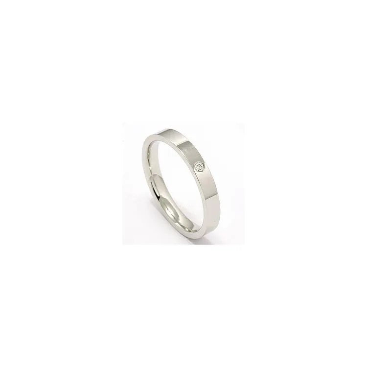 Smal platt vigselsring i 14  karat vitguld 0,025 ct