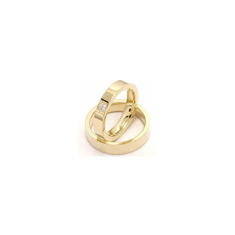 diamant vigselsringar i 14  karat guld 0,10 ct - set