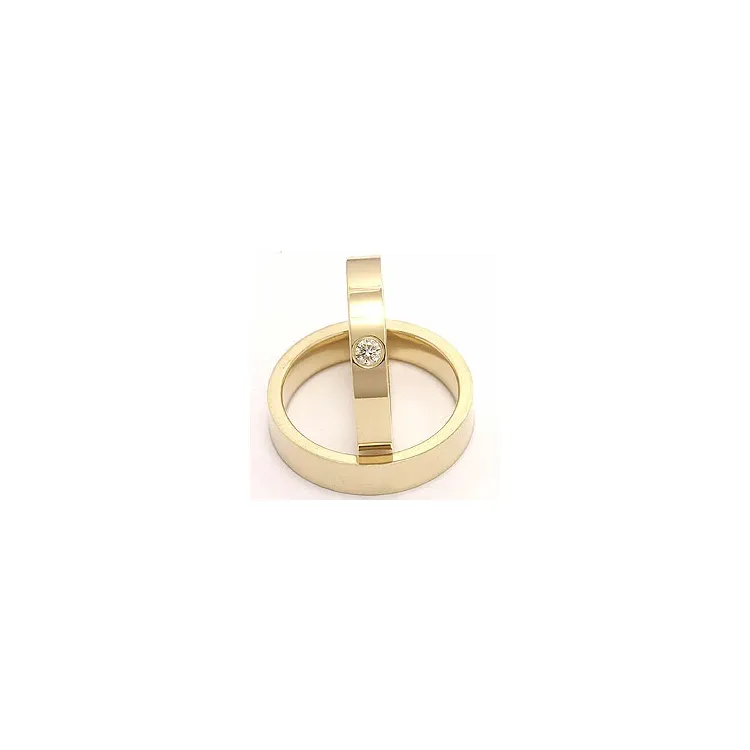 diamant vigselsringar i 14  karat guld 0,10 ct - set