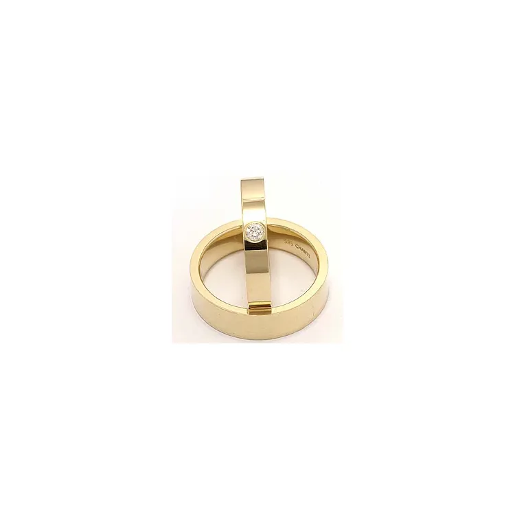 Blanka platta diamant vigselsringar i 14  karat guld 0,10 ct - set