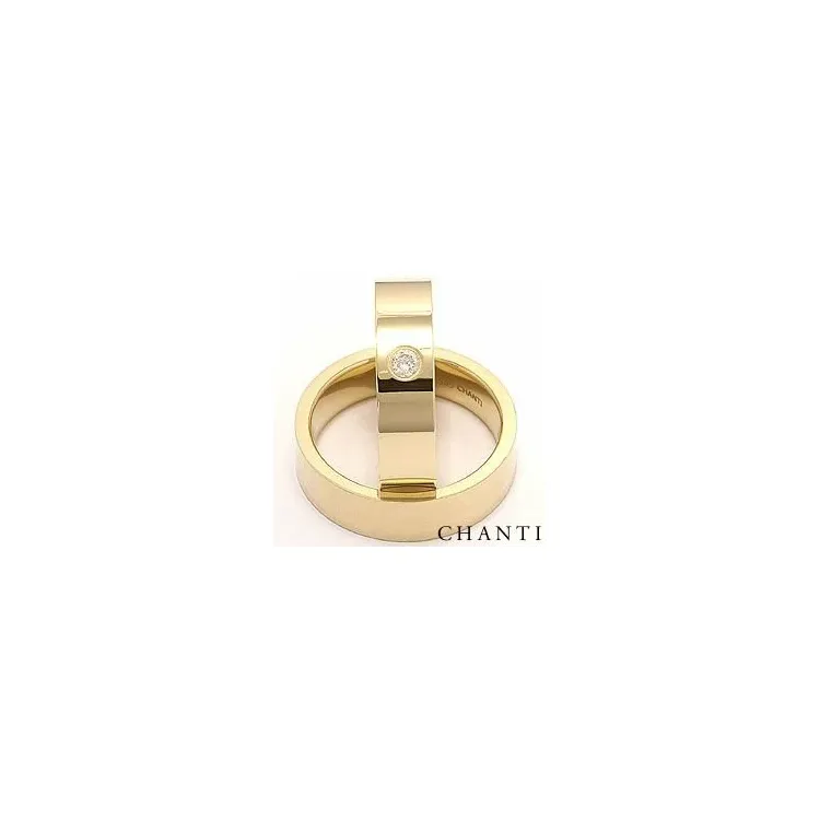 Bredd platta diamant vigselsringar i 14  karat guld 0,10 ct - set