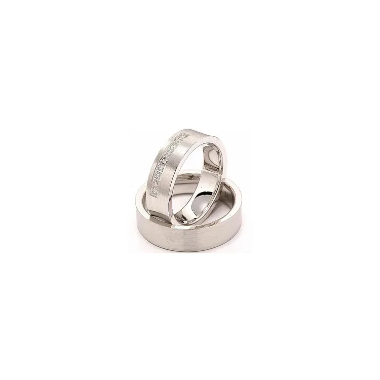 matta vigselsringar i 14  karat vitguld 9 x 0,015 ct - set