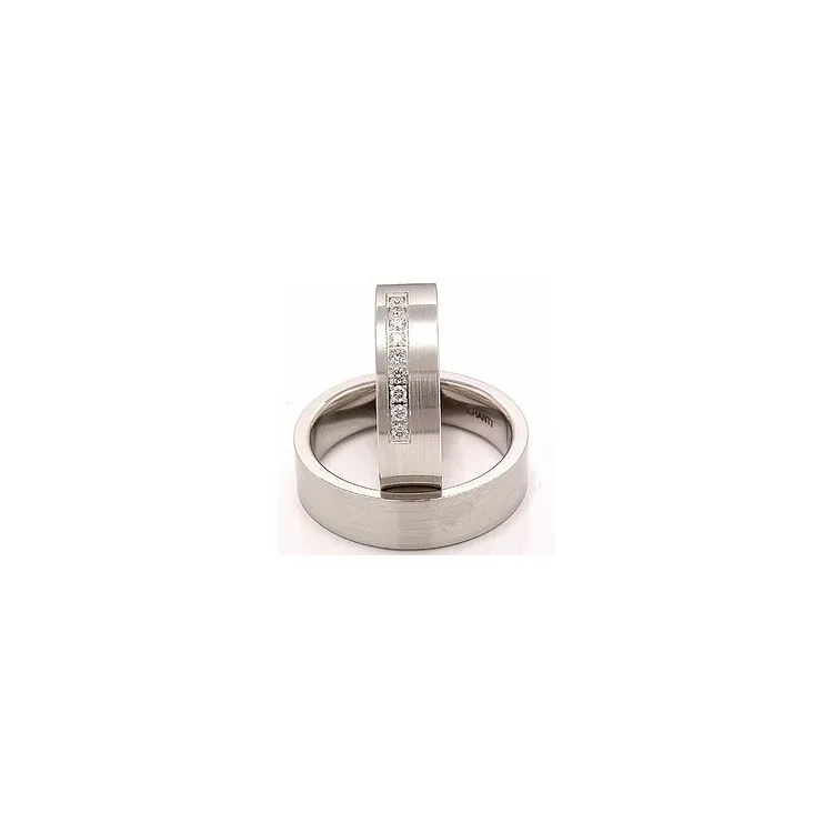 matta vigselsringar i 14  karat vitguld 9 x 0,015 ct - set