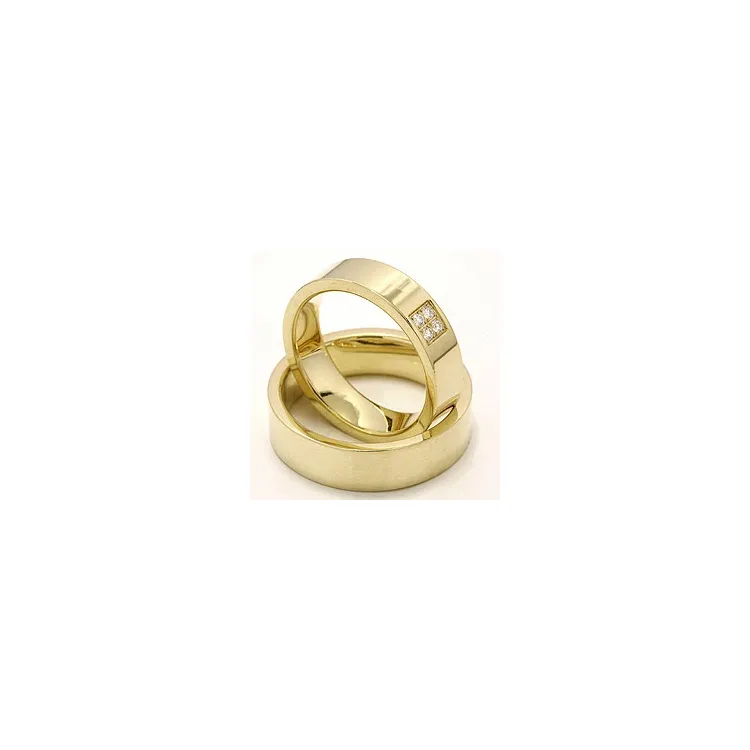 diamant vigselsringar i 14  karat guld 4 x 0,0165 ct - set