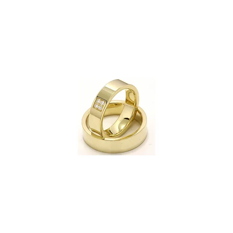diamant vigselsringar i 14  karat guld 4 x 0,0165 ct - set