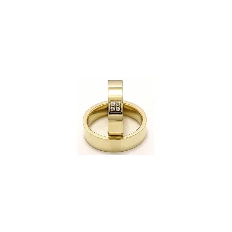 diamant vigselsringar i 14  karat guld 4 x 0,0165 ct - set