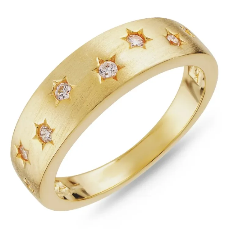 zirkon ring i förgyllt silver
