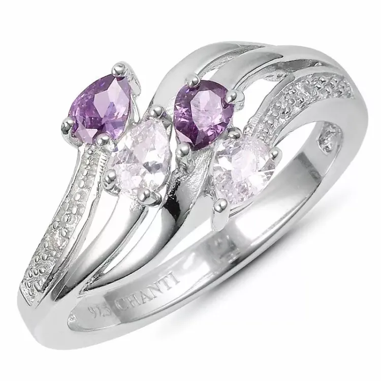 Förtjusande abstrakt zirkon ring i silver