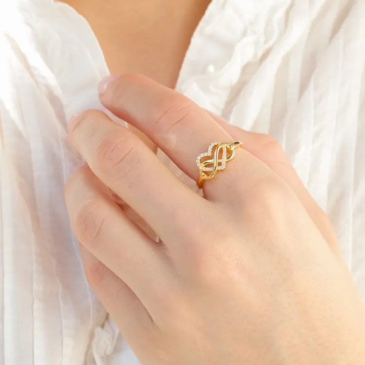 hjärta ring i förgyllt silver