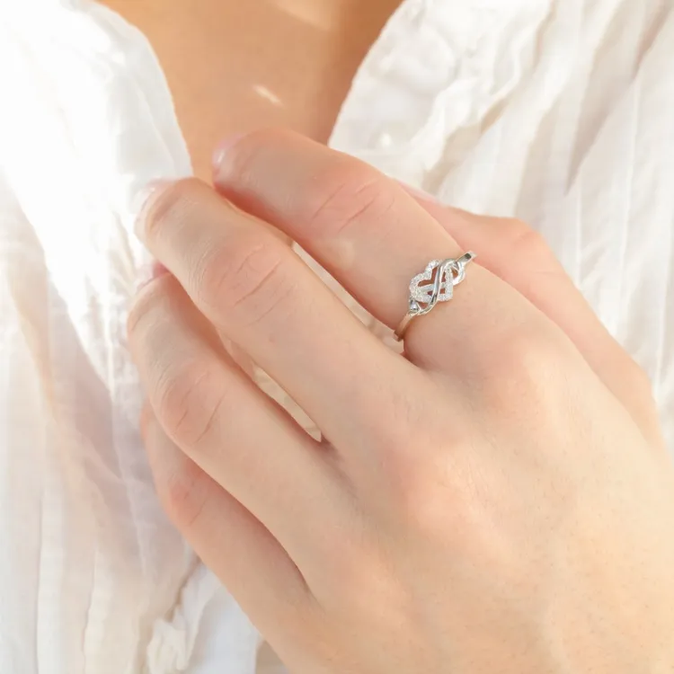 hjärtan zirkon ring i silver