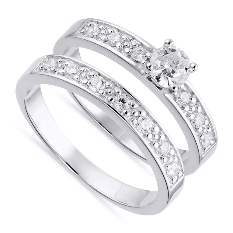 Bred vit zirkon ring i silver