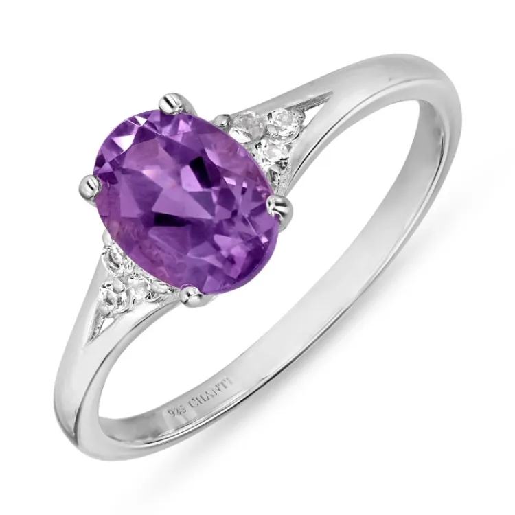 syntetisk ametist ring i silver