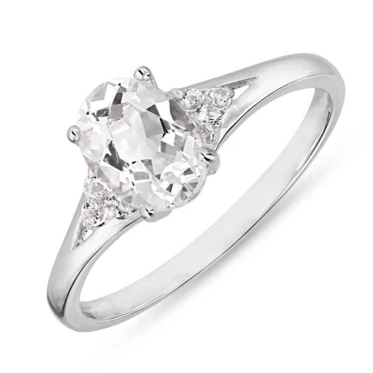 syntetisk topas ring i silver
