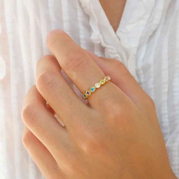 multifärgat zirkon ring i förgyllt silver - Bubbly Twist