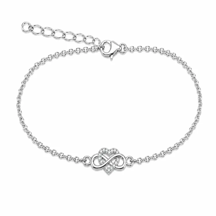 hjärta infinity armband i silver