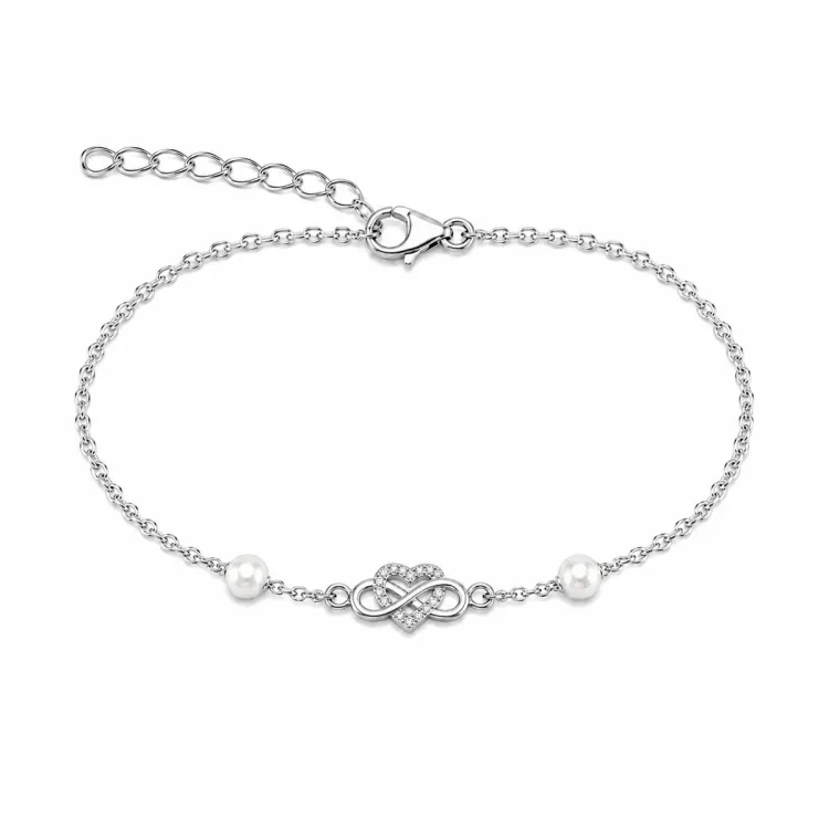hjärta infinity armband i silver