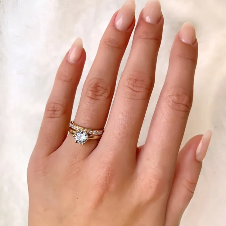 zirkon förgylld fingerring i förgyllt silver