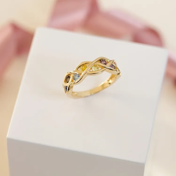 multifärgat zirkon ring i förgyllt silver