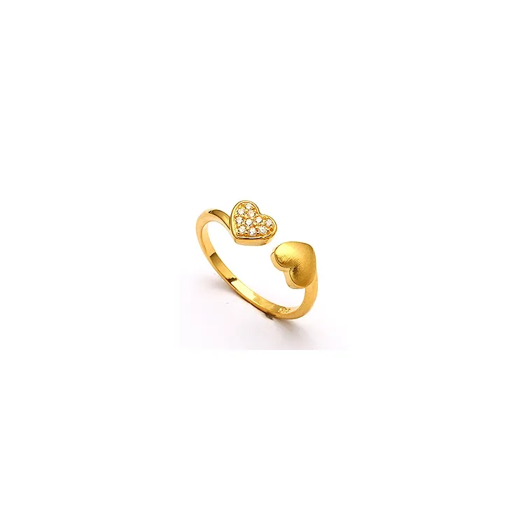 hjärtan vit zirkon ring i förgyllt silver