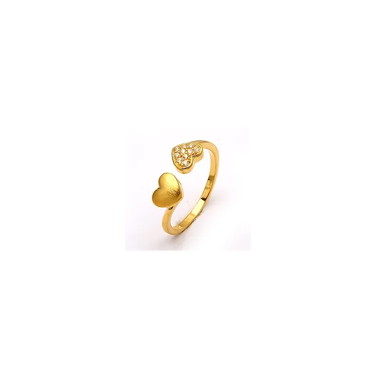 hjärtan vit zirkon ring i förgyllt silver