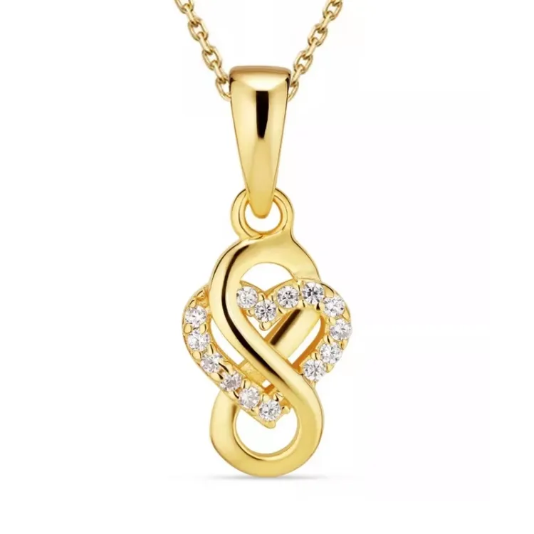 infinity zirkon halsband i förgyllt silver med hängen i förgyllt silver