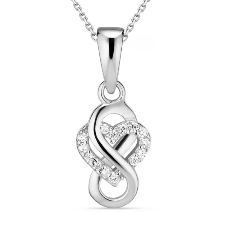 infinity zirkon halsband i silver med hängen i silver