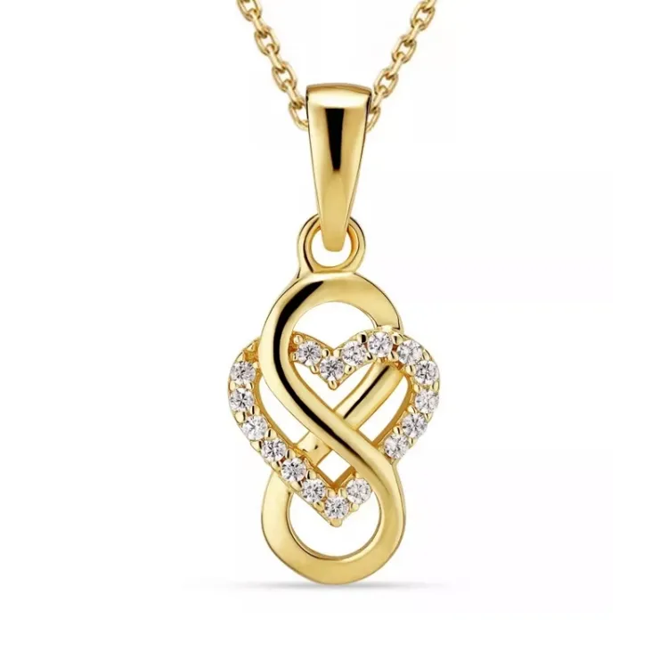 infinity zirkon halsband i förgyllt silver med hängen i förgyllt silver