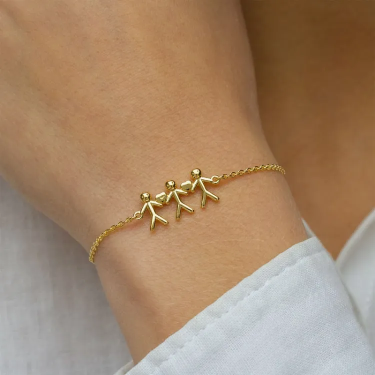 familj armband i förgyllt silver