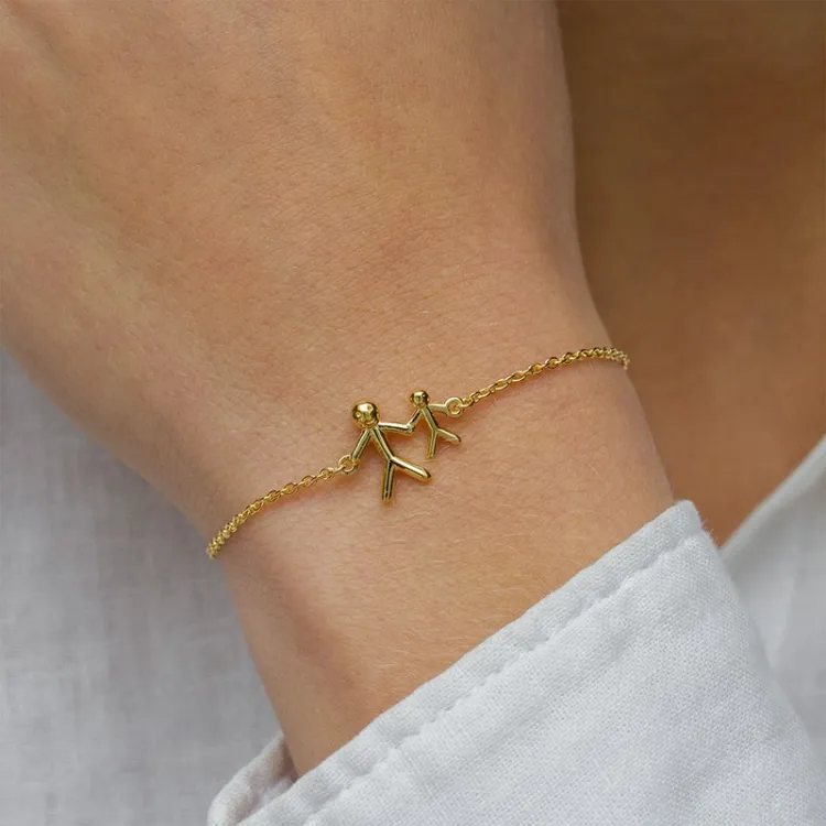 familj armband i förgyllt silver