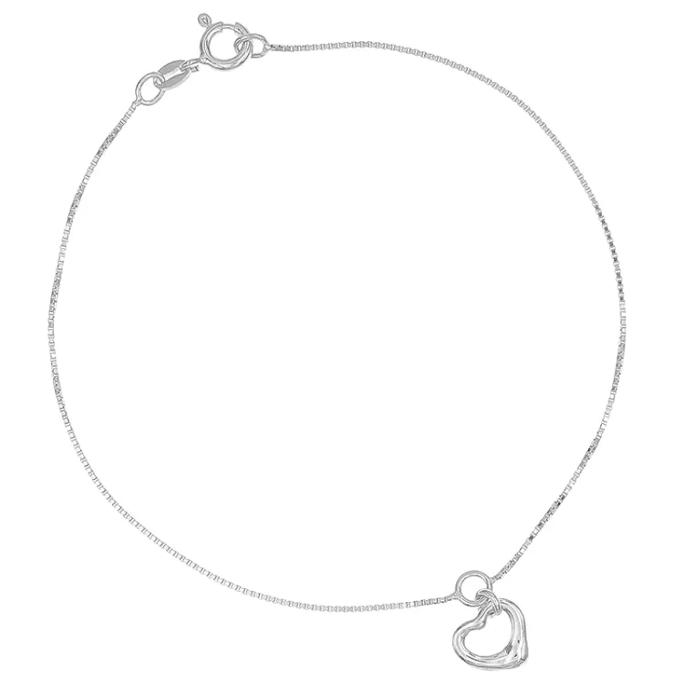 hjärta fotlänk i silver