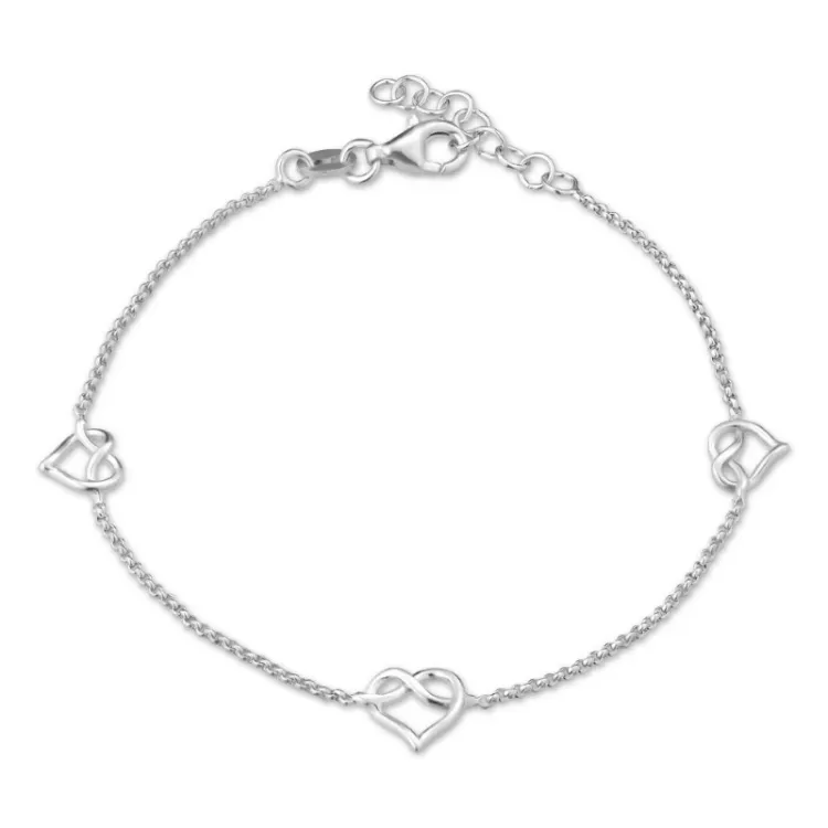 hjärta infinity armband i silver med hängen i silver