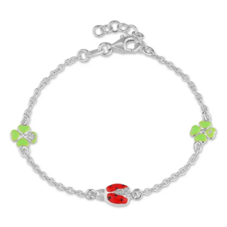nyckelpiga armband i silver med hängen i silver