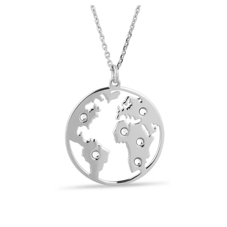 world halsband i silver med hängen i silver