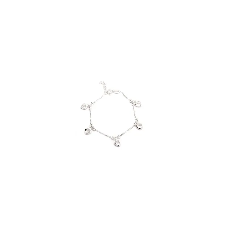 Hjärta vit kristal armband i silver med hängen i silver