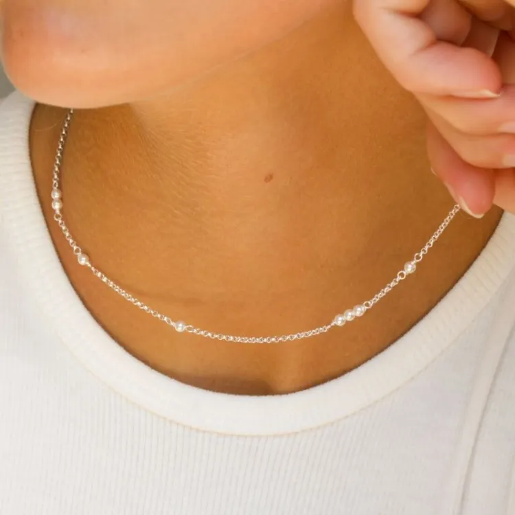 halsband i silver 40 plus 5 cm x 3,0 mm