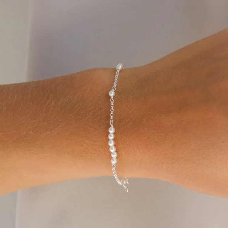 pärla armband i silver  x 3,0 mm