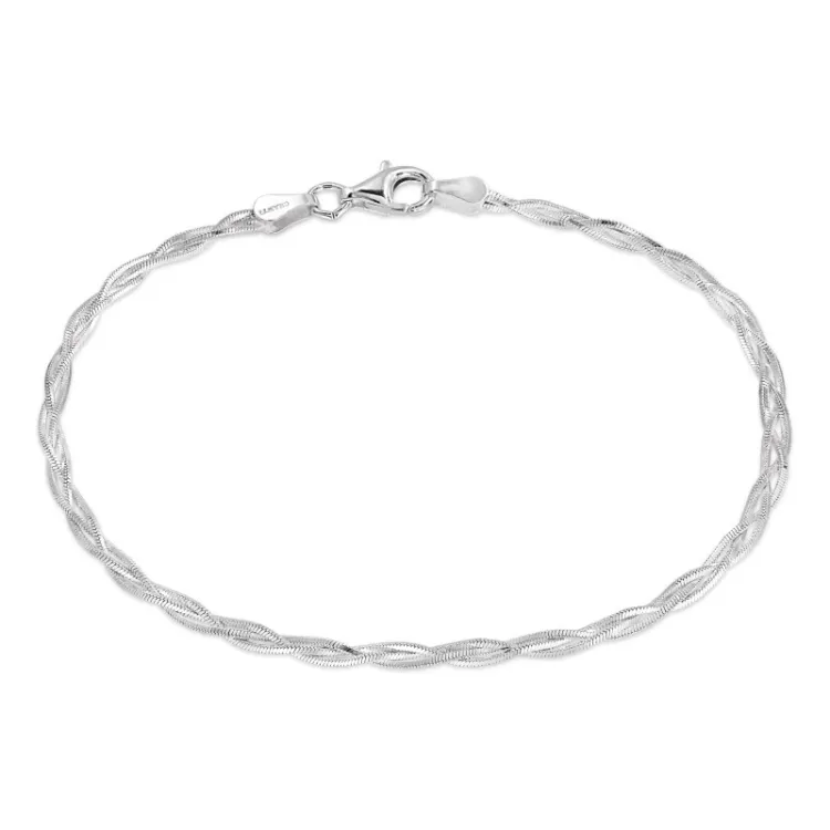 Flätat armband i silver  x 2,4 mm