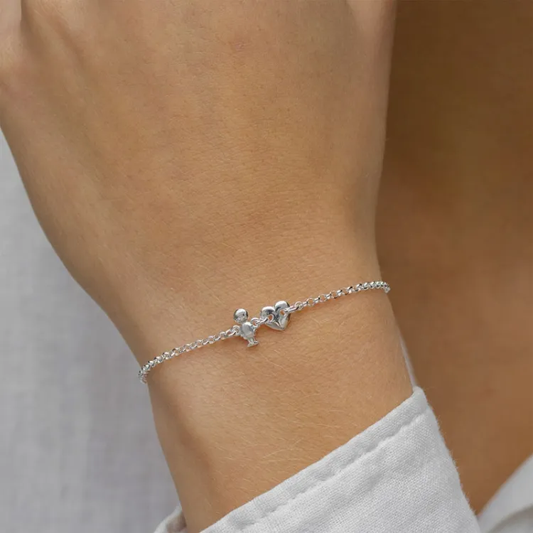 familj armband i silver med Hjerte - Søn i silver