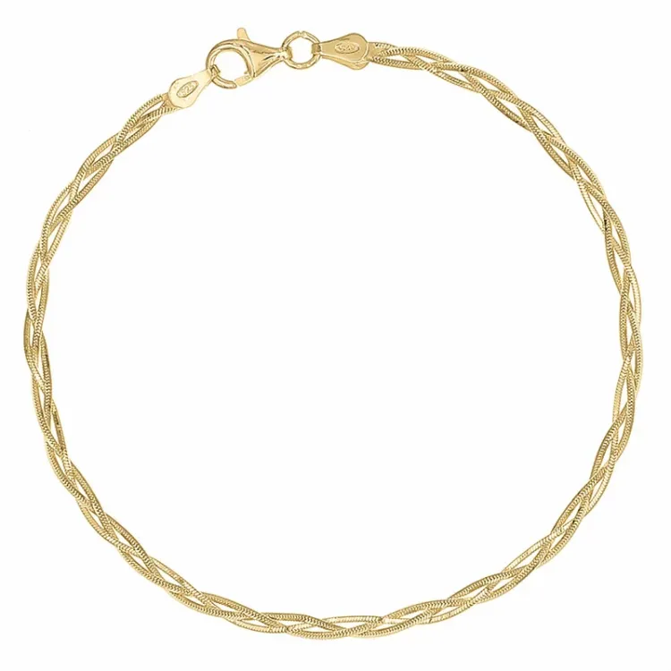 Vridet armband i förgyllt silver  x 2,4 mm