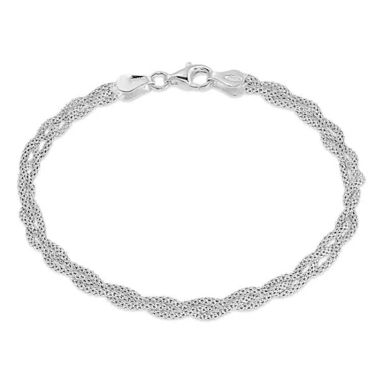 flätat armband i silver  x 3,6 mm