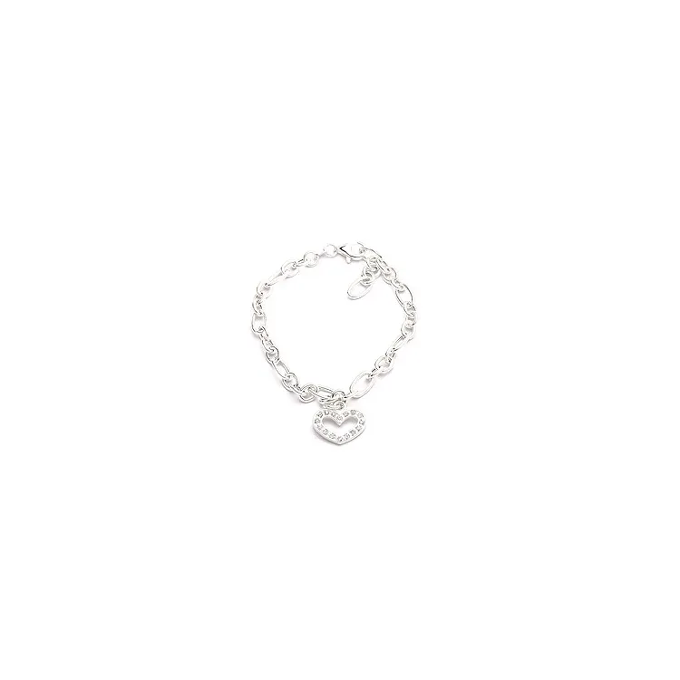 Zirkon armband i silver med hjärthängen i silver