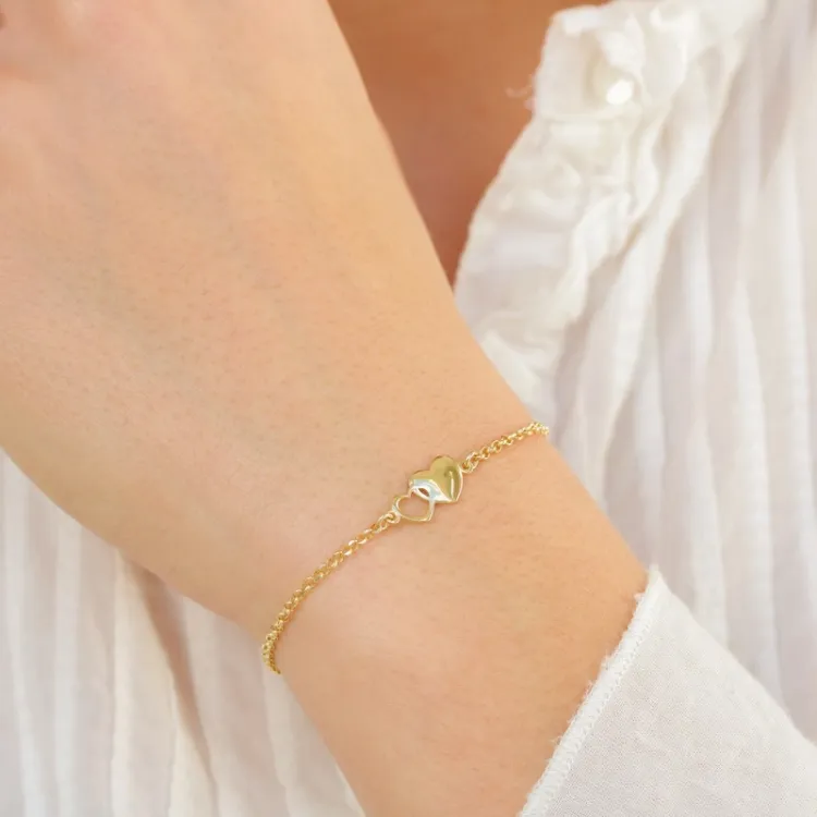 hjärta armband i förgyllt silver